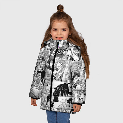 Зимняя куртка для девочки Log Horizon pattern / 3D-Черный – фото 3