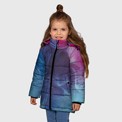 Куртка зимняя для девочки Неоновый дым - Голубой и розовый, цвет: 3D-черный — фото 2