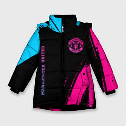 Куртка зимняя для девочки Manchester United Neon Gradient, цвет: 3D-черный