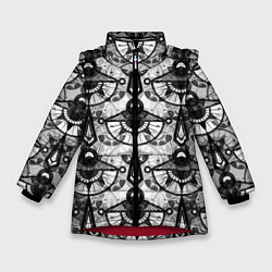 Куртка зимняя для девочки В черно-серых тонах геометрический узор, цвет: 3D-красный