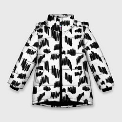 Куртка зимняя для девочки Узор штрихи, цвет: 3D-черный