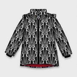 Куртка зимняя для девочки Черно-белый модный геометрический узор арт деко, цвет: 3D-красный