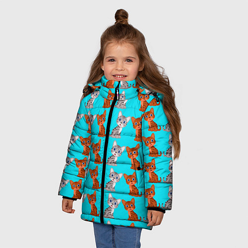 Зимняя куртка для девочки CURIOUS KITTENS / 3D-Светло-серый – фото 3