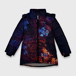 Куртка зимняя для девочки Синие и Красные Коралловые Рифы, цвет: 3D-светло-серый