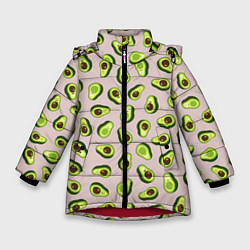 Куртка зимняя для девочки Авокадо, текстильный паттерн, цвет: 3D-красный