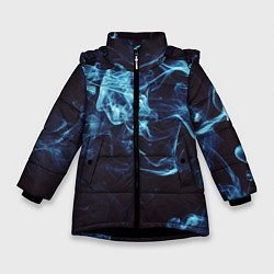 Куртка зимняя для девочки Неоновые пары дыма - Синий, цвет: 3D-черный