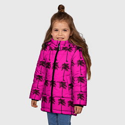 Куртка зимняя для девочки TEXTURE OF PALM TREES IN COLOR, цвет: 3D-светло-серый — фото 2