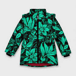 Куртка зимняя для девочки Ажурный цветочный летний орнамент, цвет: 3D-красный