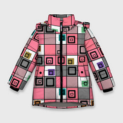 Зимняя куртка для девочки Розовый геометрический узор Geometric shapes