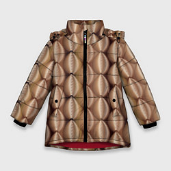 Куртка зимняя для девочки Объемные спиральные фигуры, цвет: 3D-красный