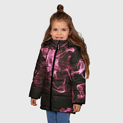 Куртка зимняя для девочки Неоновые пары дыма - Розовый, цвет: 3D-светло-серый — фото 2
