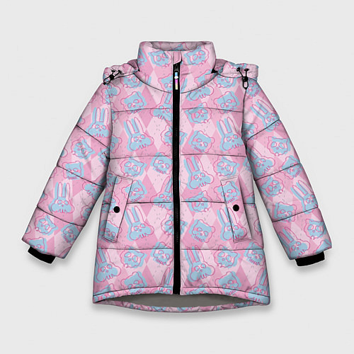 Зимняя куртка для девочки Паттерн черепов животных / 3D-Светло-серый – фото 1