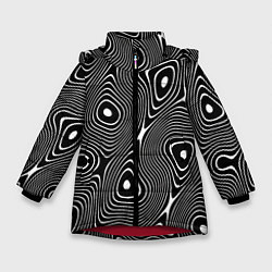Зимняя куртка для девочки Чёрно-белая стилизованная поверхность воды Wave pa