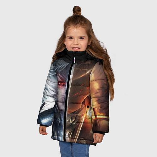 Зимняя куртка для девочки METAL GEAR RISING САМУРАЙ / 3D-Черный – фото 3