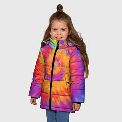 Куртка зимняя для девочки Тай дай в радуге, цвет: 3D-черный — фото 2