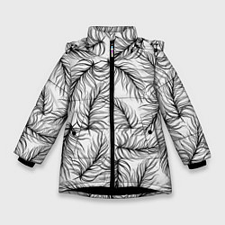 Куртка зимняя для девочки Чёрные Перья, цвет: 3D-черный