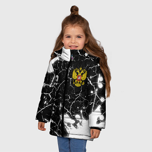 Зимняя куртка для девочки Учитель из России и Герб Российской Федерации / 3D-Черный – фото 3