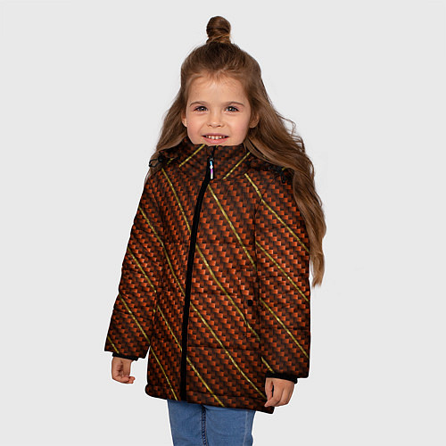 Зимняя куртка для девочки Карбон и золото / 3D-Черный – фото 3