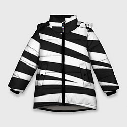 Куртка зимняя для девочки Зебра чёрные и белые полосы, цвет: 3D-светло-серый