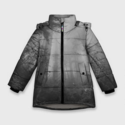 Куртка зимняя для девочки Темный мрачный лес деревья, цвет: 3D-светло-серый