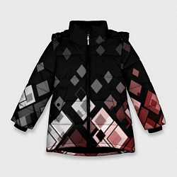 Зимняя куртка для девочки Geometric pattern черно-коричневый узор Ромбы