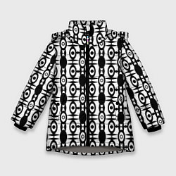 Зимняя куртка для девочки Черно-белый современный узор