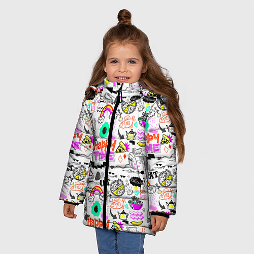 Зимняя куртка для девочки HAPPY TIME / 3D-Черный – фото 3
