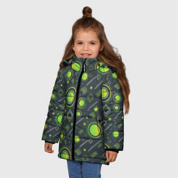 Куртка зимняя для девочки Движение Геометрических Фигур, цвет: 3D-светло-серый — фото 2