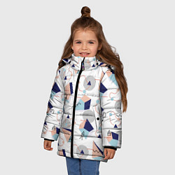 Куртка зимняя для девочки Многоугольники и Круги, цвет: 3D-светло-серый — фото 2