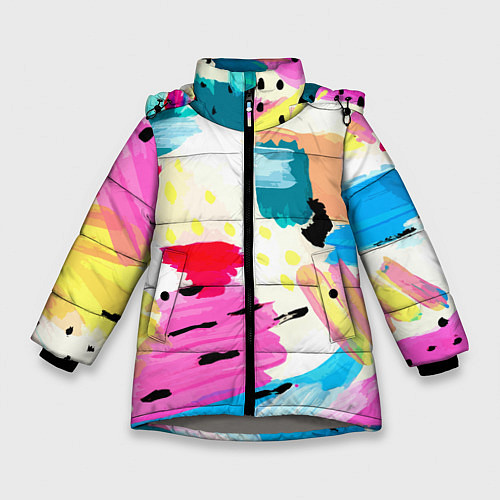 Зимняя куртка для девочки Всплески красок Лето / 3D-Светло-серый – фото 1