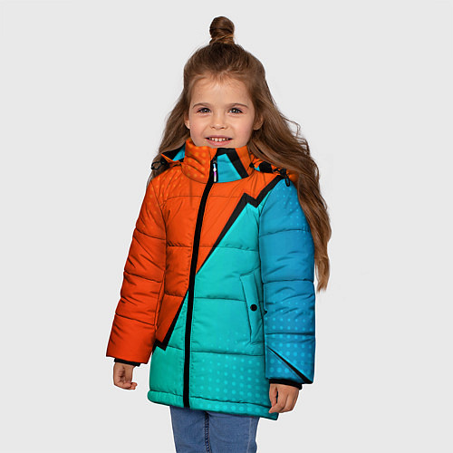 Зимняя куртка для девочки Геометрическая композиция Fashion trend / 3D-Черный – фото 3