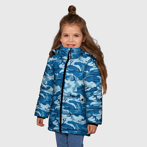 Зимняя куртка для девочки Камуфляж морской / 3D-Черный – фото 3