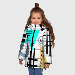 Куртка зимняя для девочки Абстрактный современный дизайн, цвет: 3D-светло-серый — фото 2