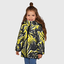 Куртка зимняя для девочки Красочная Тропическая Листва, цвет: 3D-светло-серый — фото 2