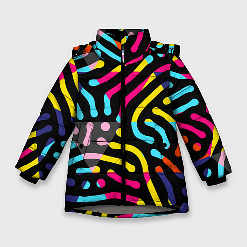 Зимняя куртка для девочки Красочный авангардный паттерн / 3D-Светло-серый – фото 1