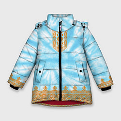 Куртка зимняя для девочки Славянская тай-дай рубаха, цвет: 3D-красный