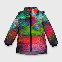 Куртка зимняя для девочки Pointillism Art Fashion trend, цвет: 3D-светло-серый
