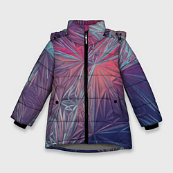 Куртка зимняя для девочки Абстрактные Многоугольные Кристаллы, цвет: 3D-светло-серый