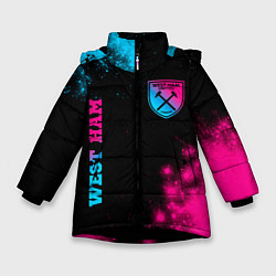 Куртка зимняя для девочки West Ham Neon Gradient, цвет: 3D-черный