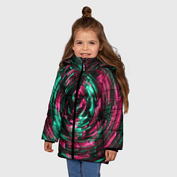 Куртка зимняя для девочки Абстрактная шарообразная спираль - Красный, цвет: 3D-красный — фото 2