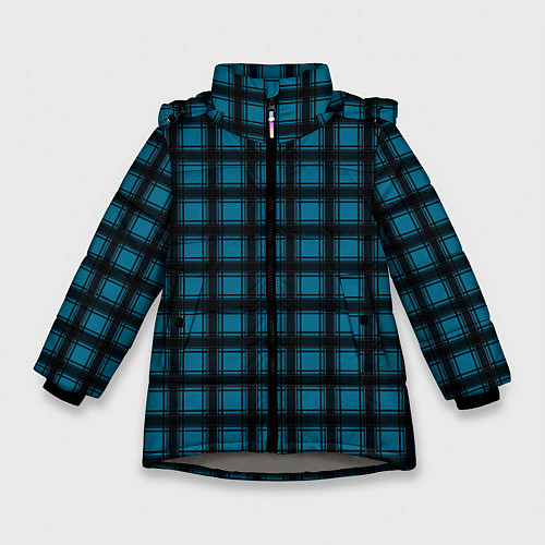 Зимняя куртка для девочки Black and blue plaid / 3D-Светло-серый – фото 1