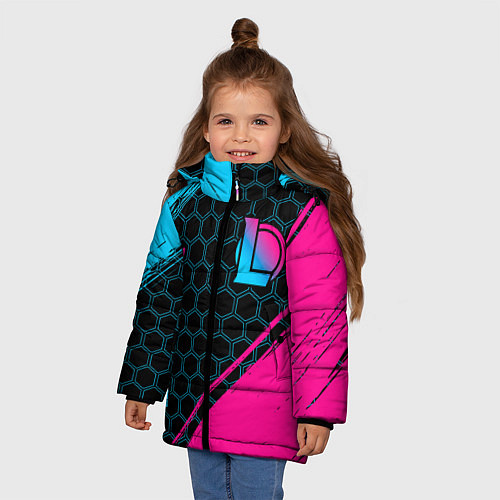 Зимняя куртка для девочки League of Legends Neon Gradient / 3D-Черный – фото 3