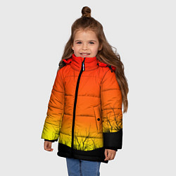 Куртка зимняя для девочки Закат и травы, цвет: 3D-черный — фото 2