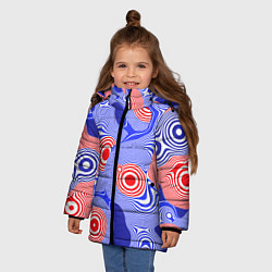 Куртка зимняя для девочки Сине-красная психоделика, цвет: 3D-красный — фото 2