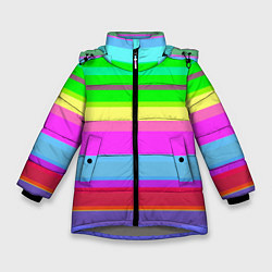 Куртка зимняя для девочки Тропические линии, цвет: 3D-светло-серый