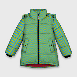 Зимняя куртка для девочки Зеленые зигзаги