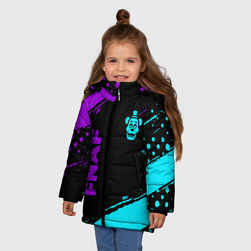 Зимняя куртка для девочки Фредди - neon / 3D-Черный – фото 3