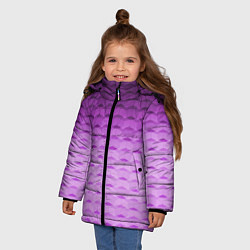 Куртка зимняя для девочки Фиолетово-розовый геометрический узор Градиент, цвет: 3D-светло-серый — фото 2