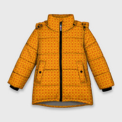Куртка зимняя для девочки Оранжевые классические узоры, цвет: 3D-светло-серый