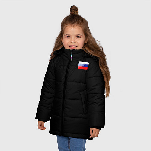 Зимняя куртка для девочки ФЛАГ РОССИЙСКАЯ ФЕДЕРАЦИЯ / 3D-Черный – фото 3